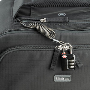 Lock and cable to secure and tether the bag. Computer compartment now includes Lockable YKK® RC Fuse Zippers