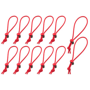 10 regular sized and 2 longer red whips for flexibility in organization